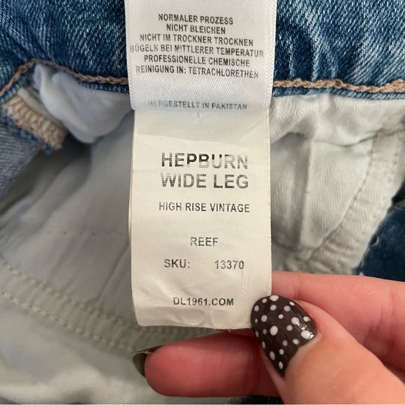 DL1961 Hepburn High Rise Vintage Wide Leg Jeans Reef Light Wash Size 30 - Picture 8 of 12